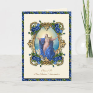 Cartão Virgem Religiosa Mary Suposição Católica Floral
