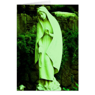 Cartão Virgem Verde Alterada Maria Garden Estátua