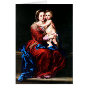 Cartão Virgin do rosário - Bartolome Esteban Murillo