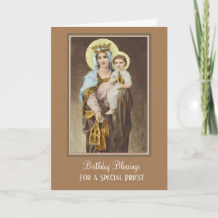 Cartão Virgin Mary Jesus Catholic Priest Birthday Prayer