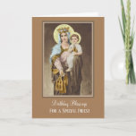 Cartão Virgin Mary Jesus Catholic Priest Birthday Prayer<br><div class="desc">Let these beautiful Blessed Virgin Mary,  Queen of the Clergy cards express your appreciation to your Catholic priest friends on their birthday! All text and fonts can be modified.</div>