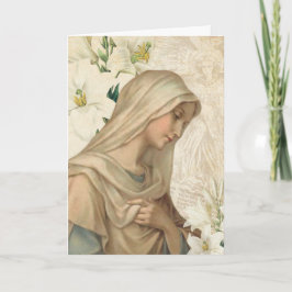 Cartão Virgin Mary Lilies Religious Angel Vintage