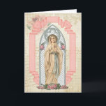 Cartão Virgin Mary Lourdes Catholic Birthday Prayer<br><div class="desc">This is a beautiful custom designed vintage image of the Blessed Virgin Mary,  Our Lady of Lourdes,  also entitled Our Lady of the Rosary. 
All text and fonts may be modified.</div>