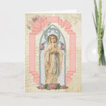 Cartão Virgin Mary Lourdes Catholic Birthday Prayer<br><div class="desc">This is a beautiful custom designed vintage image of the Blessed Virgin Mary,  Our Lady of Lourdes,  also entitled Our Lady of the Rosary. 
All text and fonts may be modified.</div>