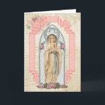 Cartão Virgin Mary Lourdes Catholic Birthday Prayer<br><div class="desc">This is a beautiful custom designed vintage image of the Blessed Virgin Mary,  Our Lady of Lourdes,  also entitled Our Lady of the Rosary. 
All text and fonts may be modified.</div>
