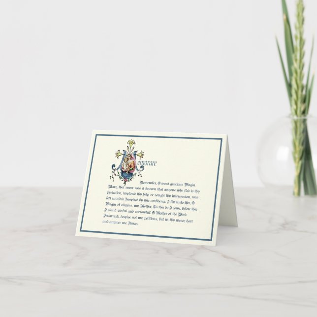 Cartão Virgin Mary Marian Monograma Religioso Elegante (Frente)