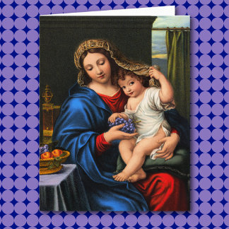 Cartão Virgin of the Grapes Folded Greeting Card