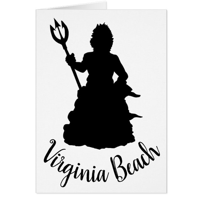 Cartão Virginia Beach, VA Neptune Statue Silhouette (Frente)