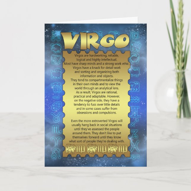 Cartão Virgo Birthday Card - Zodiac Birthday Card - Virgo (Frente)