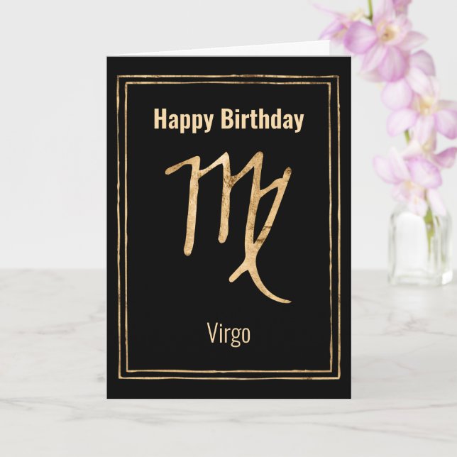 Cartão Virgo Birthday zodiac astrologia dourado personali (Orquídea)