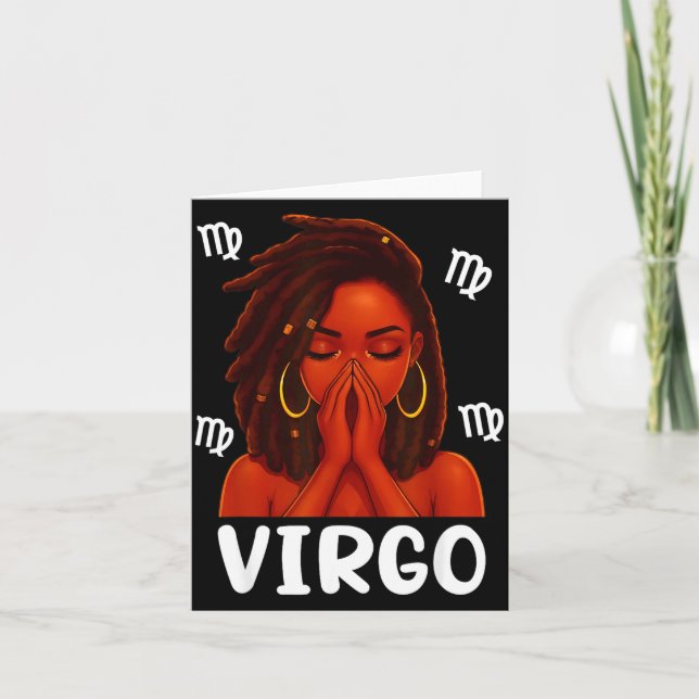 Cartão Virgo Loc'd Black Woman Pray Christian Zodiac Birt (Frente)