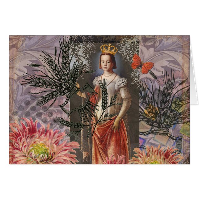 Cartão Virgo Mulher Retrato Antiquado Rico Colorido (Frente Horizontal)