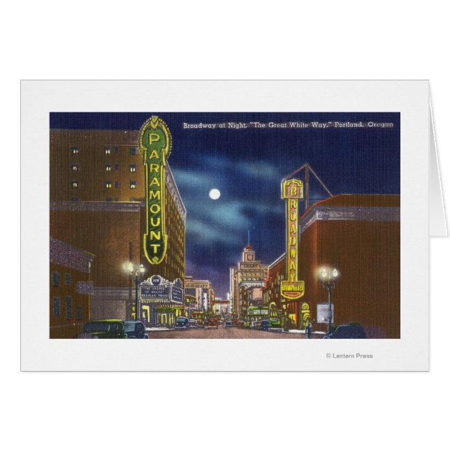 Cartão Visão da Broadway à noite (Frente Horizontal)