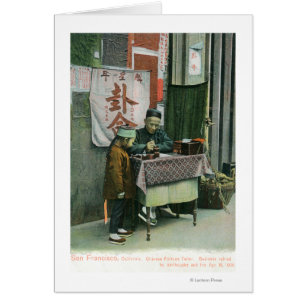 Cartão Visão do chinês Fortune Teller na Mesa