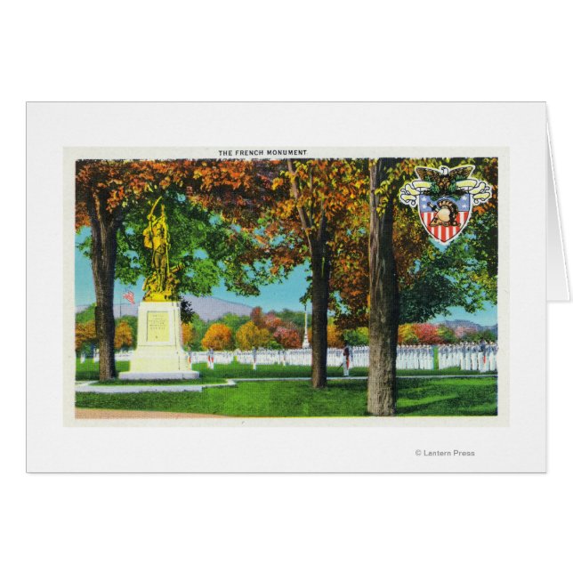 Cartão Visão do Monumento Francês, Soldados em (Frente Horizontal)