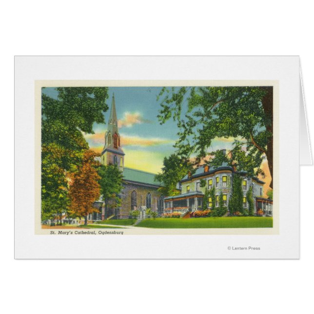 Cartão Visão Exterior da Rua. Catedral de Maria (Frente Horizontal)