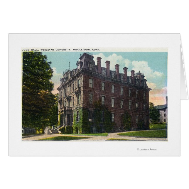 Cartão Visão Exterior de Judd Hall, Universidade Wesleyan (Frente Horizontal)