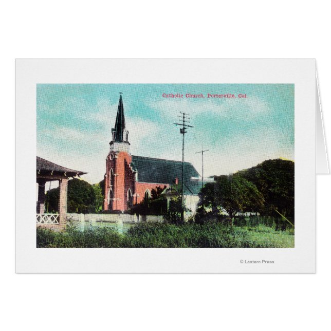 Cartão Visão Exterior de uma Igreja Católica (Frente Horizontal)