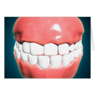 Cartão Visão Frontal Da Boca Humana Com Dentes E Gengivas