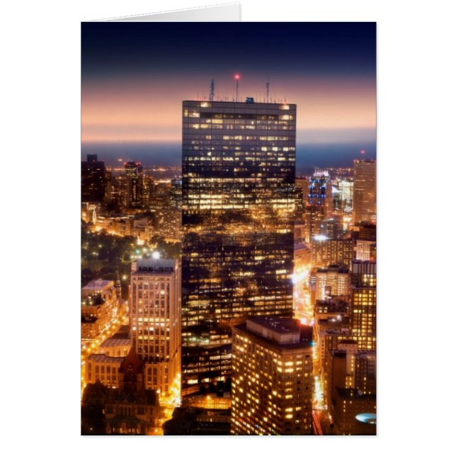 Cartão Visão geral de Boston à noite (Frente)