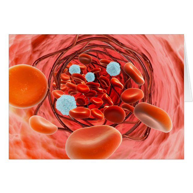 Cartão Visão Microscópica De Dentro De Fluxo De Sangue E  (Frente Horizontal)