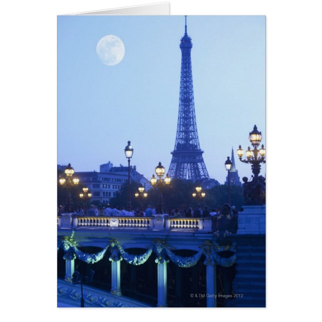 Cartão Visão noturna da Torre Eiffel (Frente)