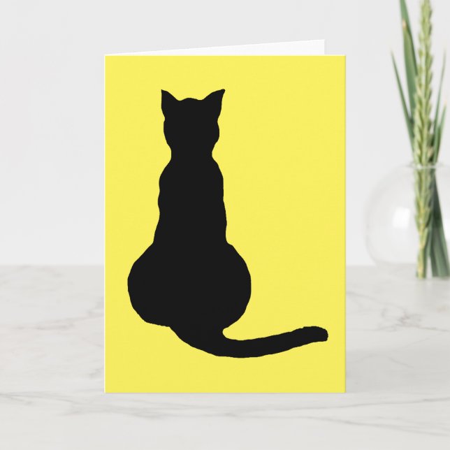 Cartão Visão Traseira De Uma Silhueta Preta De Gato Insub (Frente)