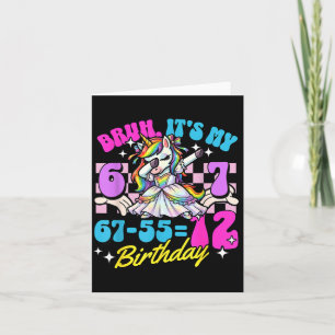 Cartão Vish 67-55=12 aniversário de 12 anos dabbing unicó