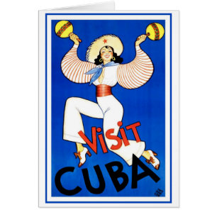 Cartão Visite Havana, Cuba, Cartaz de Viagem Vintage Mara