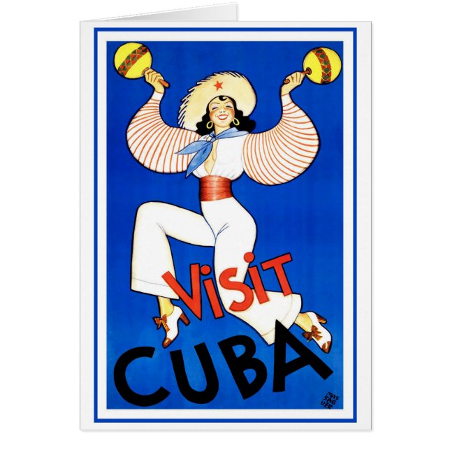 Cartão Visite Havana, Cuba, Poster Viagens vintage Maraca (Frente)