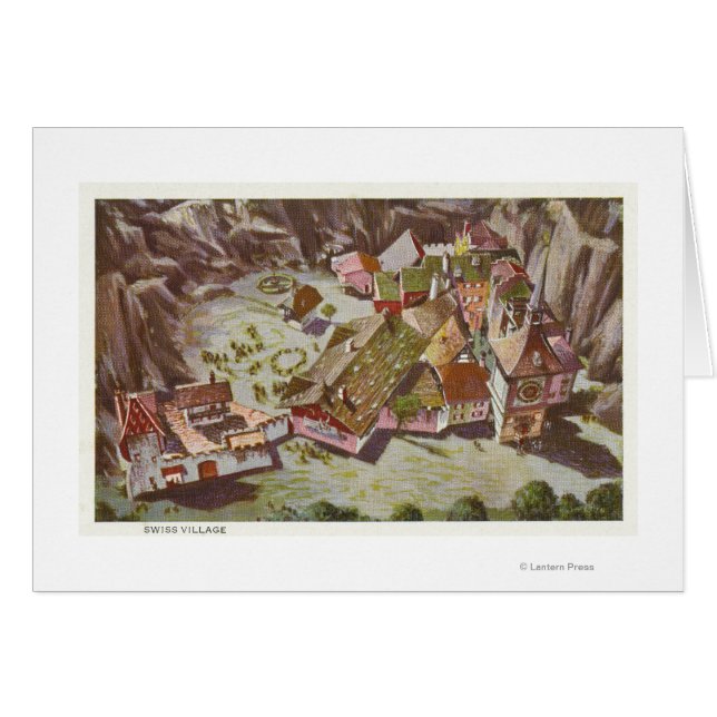 Cartão Vista aérea da aldeia suíça (Frente Horizontal)