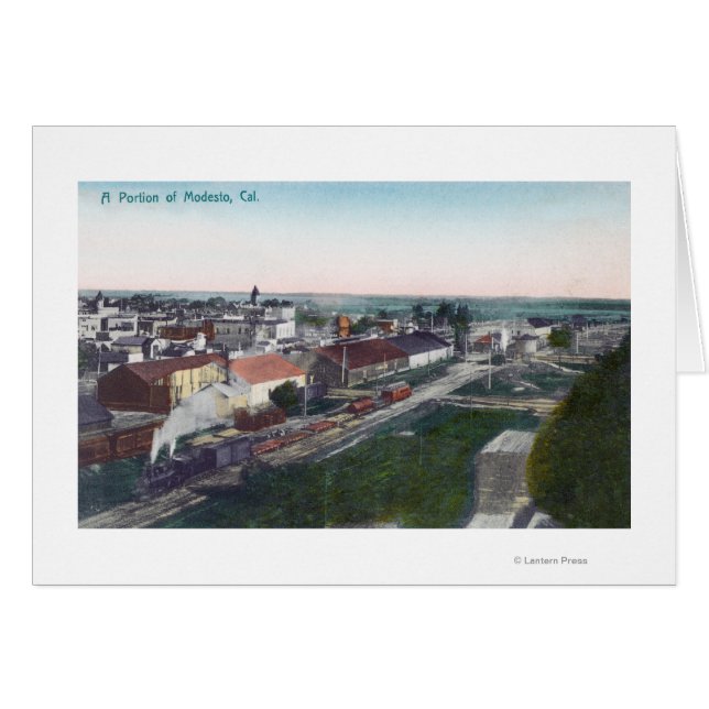 Cartão Vista aérea de uma parte de CityModesto, CA (Frente Horizontal)