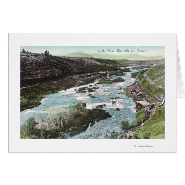 Cartão Vista aérea do condado de Link RiverKlamath, OR (Frente Horizontal)
