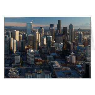 Cartão Vista aérea do horizonte urbano de Seattle