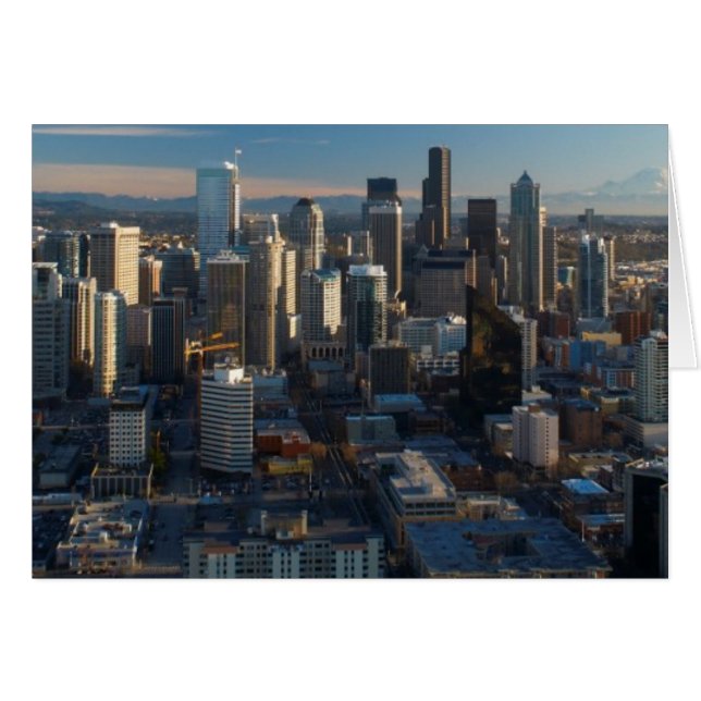 Cartão Vista aérea do horizonte urbano de Seattle (Frente Horizontal)