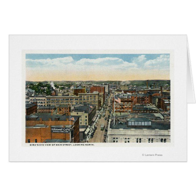 Cartão Vista aérea do norte da rua principal (Frente Horizontal)