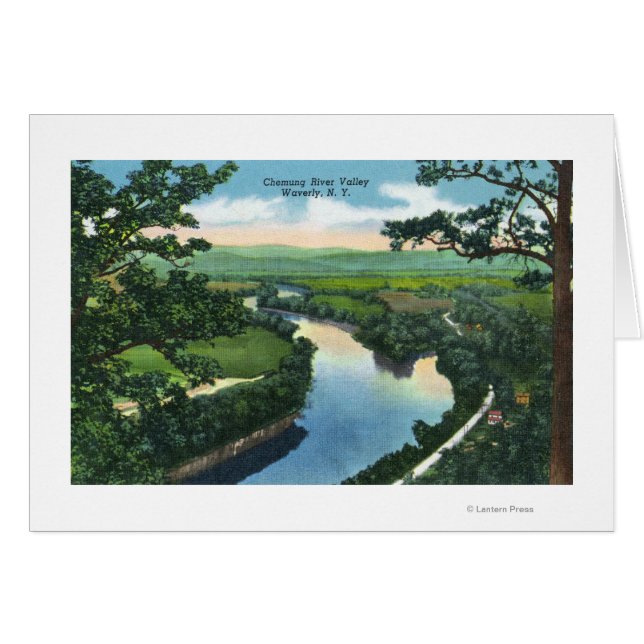 Cartão Vista aérea do vale do rio Chemung (Frente Horizontal)