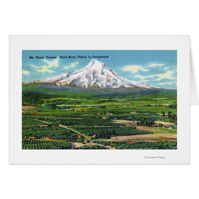 Cartão Vista aérea do vale do rio Hood e das montanhas (Frente Horizontal)