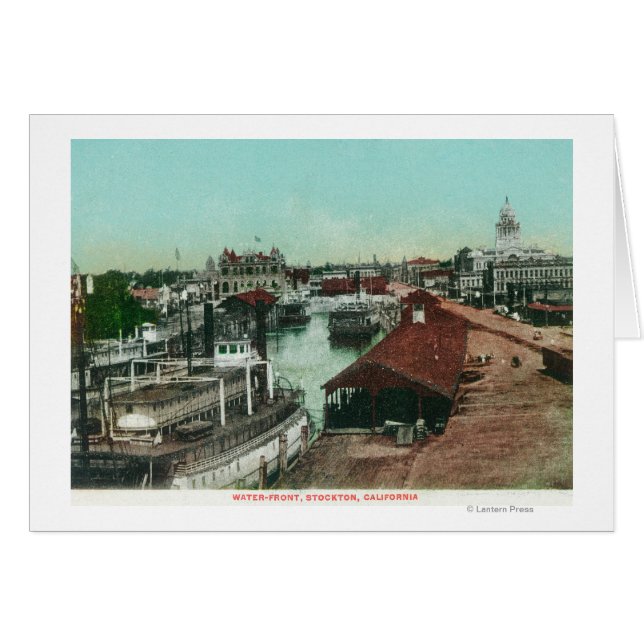 Cartão Vista aérea do WaterfrontStockton, CA (Frente Horizontal)