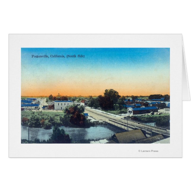 Cartão Vista aérea sul de TownPorterville, CA (Frente Horizontal)