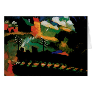 Cartão Vista com estrada de ferro e castelo por Kandinsky