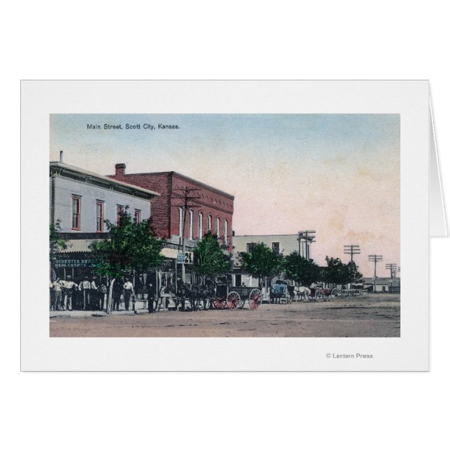 Cartão Vista da Cidade do Main StreetScott, KS (Frente Horizontal)