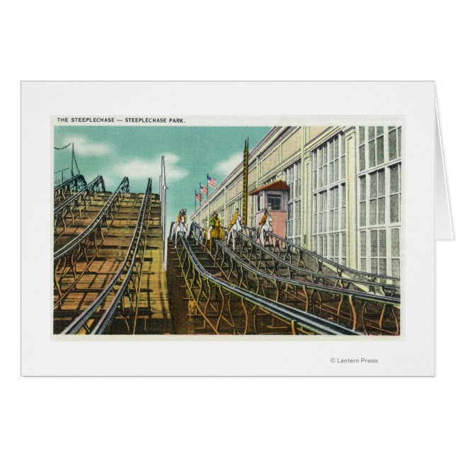 Cartão Vista da montanha russa Steeplechase (Frente Horizontal)