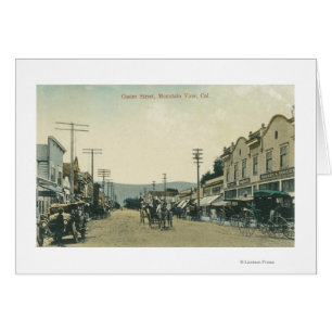 Cartão Vista de Carruagems de Cavalo na Rua Castro