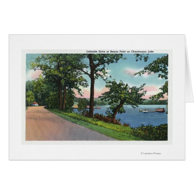 Cartão Vista de Lakeside Drive ao longo do lago de Chauta (Frente Horizontal)