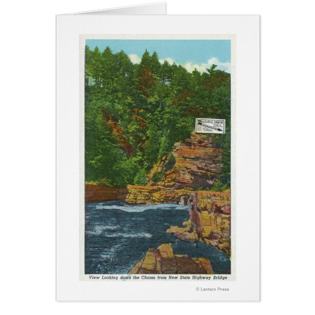 Cartão Vista de ponte de New State Hwy sobre abismo ausív (Frente)