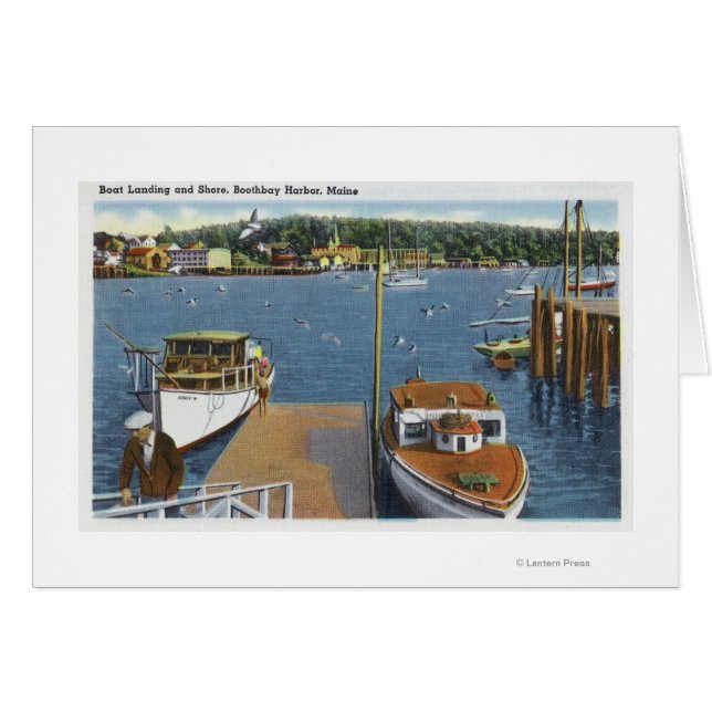 Cartão Vista de um Aterrissagem de barco e da margem (Frente Horizontal)