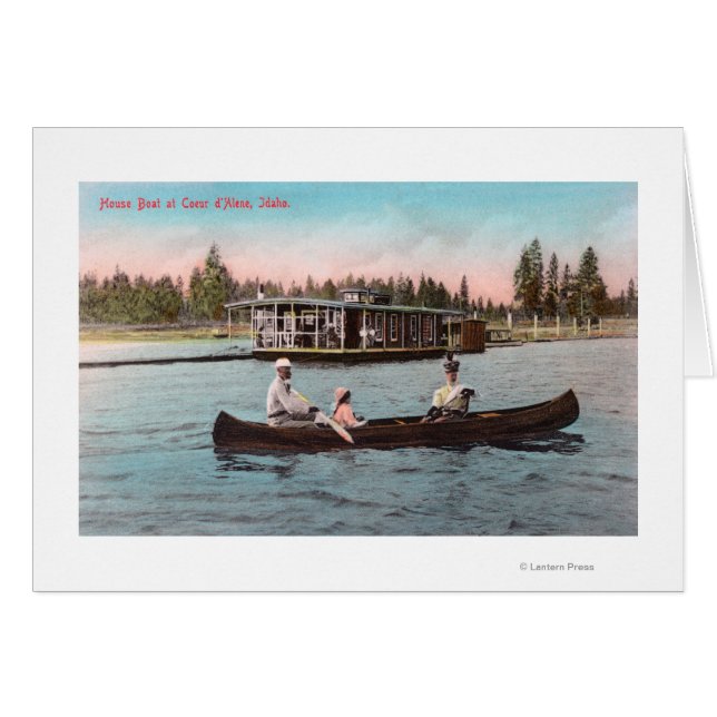 Cartão Vista de um Barco da Casa no Lago (Frente Horizontal)