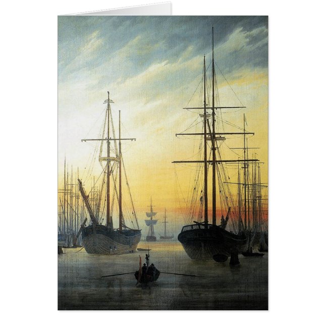 Cartão Vista de um porto - Caspar David Friedrich (Frente)