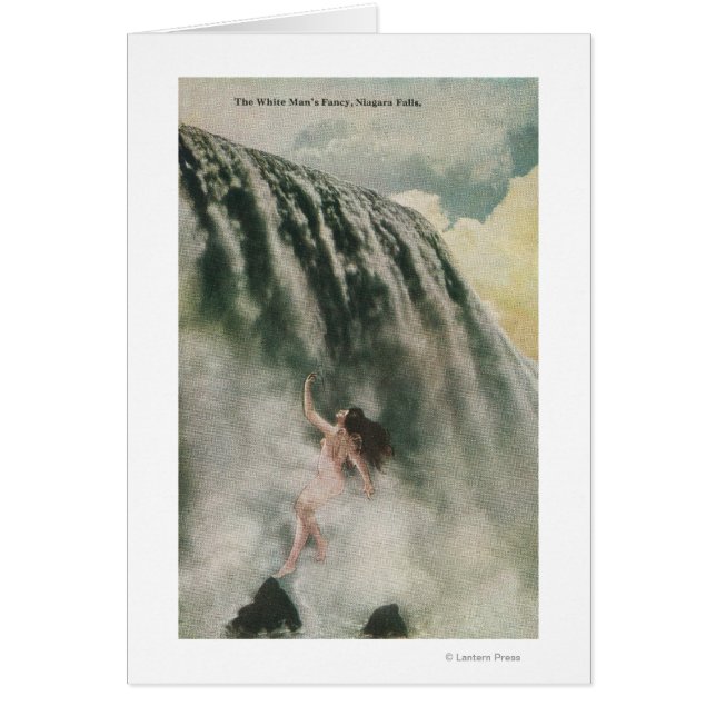 Cartão Vista de uma Mulher nas Falls (Frente)